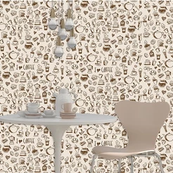 Papel de Parede Adesivo Decorativo Temático Café