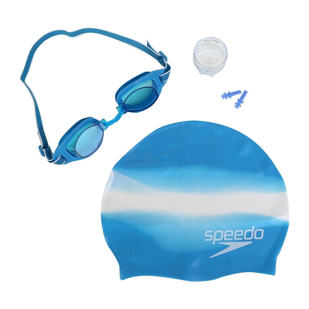 Kit de Natação com Óculos, Touca e Proteção de Ouvido Adulto 617895 Speedo Azul
