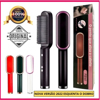 Escova elétrica alisadora profissional de cerâmica para cabelo liso pente e escova alisadora 3 em 1, Alisador, Secador e Modelador, Chapinha em Oferta na Shopee