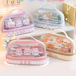 2022 Estojo De Lápis De Grande Capacidade Em PVC Kawaii Caneta Escolar Suprimentos Bolsa De Armazenamento De Cosméticos Para Estudantes Caixa Presente De Papelaria