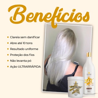 kit Pó Descolorante Platinado Profissional Platine P. Blue 250g e Ox 40 vol. em Oferta na Shopee