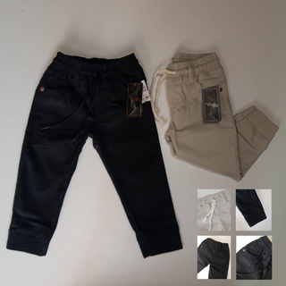 Calça jogger brim lycra infantil premium menino esporte fino