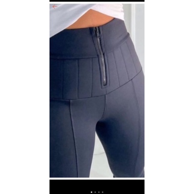 calça legging lipo flanelada cintura alta com Zipper em Oferta na Shopee