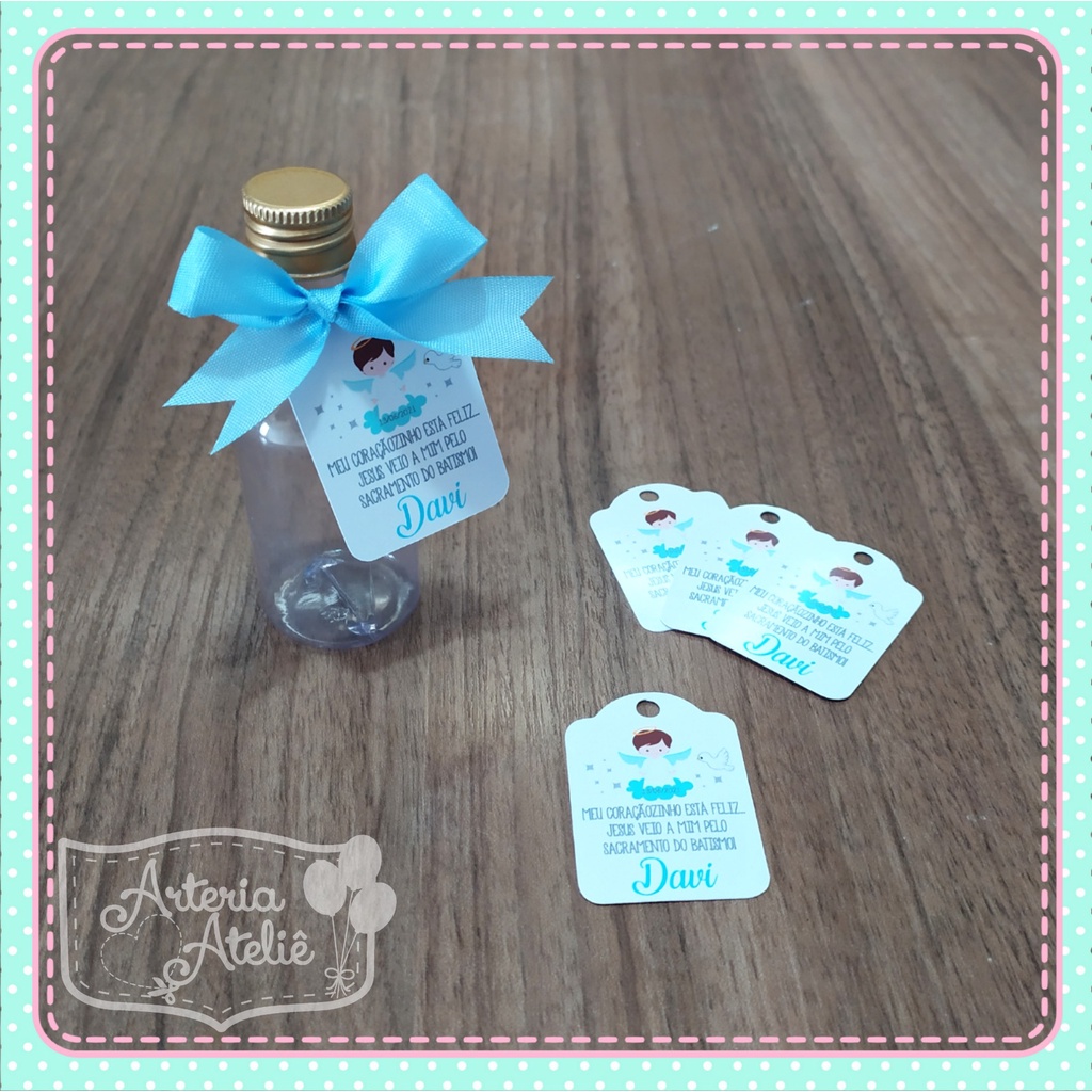 Tag de pendurar Lembrancinha Personalizados Batizado Batismo Menino Menina Anjo Anjinho
