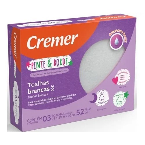 Toalha Fralda Pinte e Borde C/3 Unidades Cremer