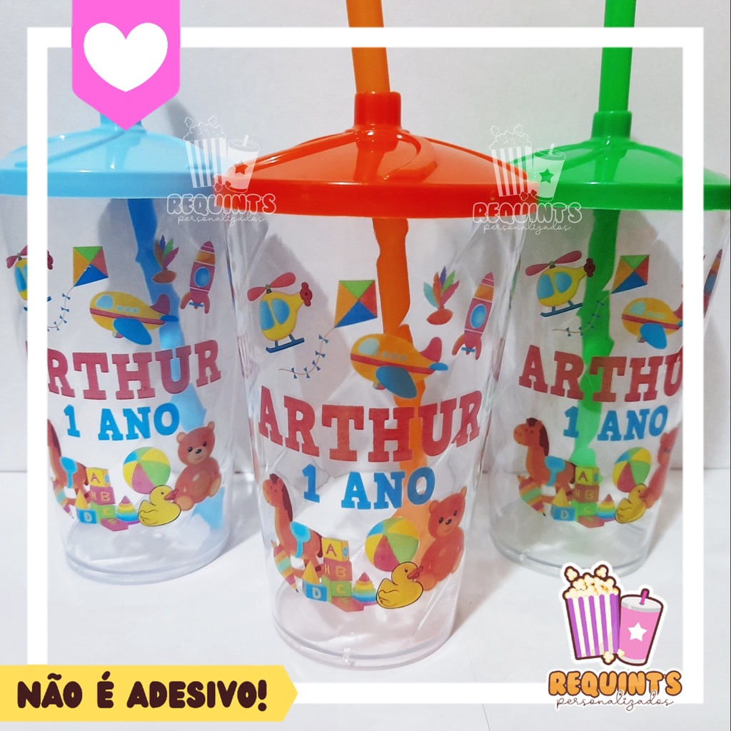 Copo twister 500ml  Brinquedos Personalizado com tampa e canudo