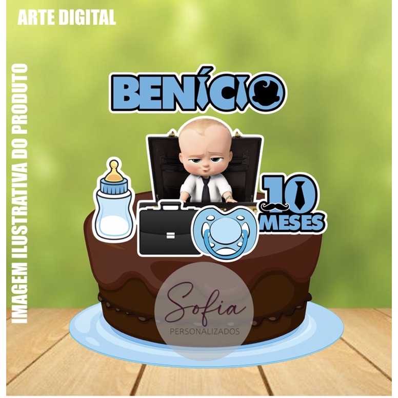 Topo de Bolo - Topper de Bolo Personalizado Aniversário Mesversario O Poderoso Chefinho