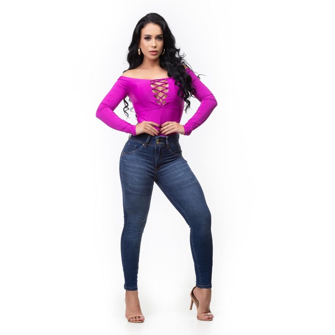 Calça feminina set for jeans com bojo modelador empina bumbum