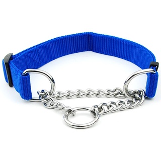 Coleira Guia Nylon 2.5cm Elo Torcido Corrente Aço Pet Caes Cachorro Grande Porte Enforcador Treinamento Ajustavel Resistente Passeio Ar Livre