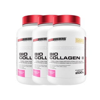 Kit 3x COLÁGENO- BIO Collagen II 200g - Sabor Morango - Bodybuilders