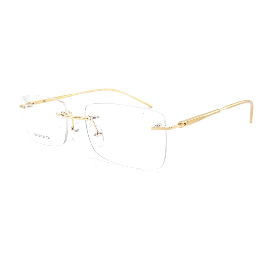 Armação Oculos De Grau Sem Aro Flutuante Leve Retangular C7 Dourado Unissex Combinação Perfeita | Brasil