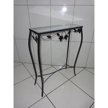 Aparador De Ferro 60cm Preto Com Vidro Lindo Aparador