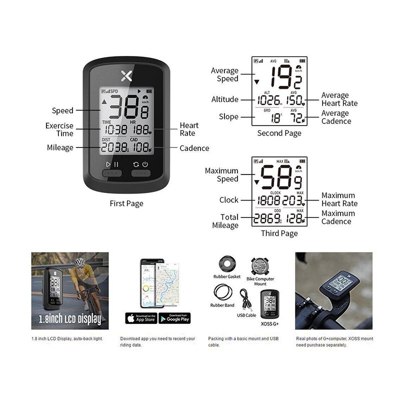 Xoss G Gps Bike Computer Wireless Bluetooth Bike Speedometer And Odometer Rechargeable Cycling Computer Mtb Tracker With Lcd Automatic Backlight Display Ipx7 Waterproof Fits All Bikes Shopee Brasil