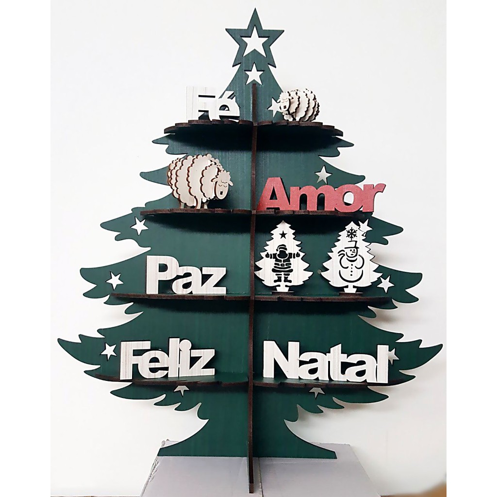 arvore natal decoração enfeite natalino presepio jesus para escritorio lojas comercio clinicas sala em mdf ecologico dizeres amor paz fé feliz natal