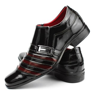 Sapato Social Masculino Preto c/ Vermelho Super Confortável Imperdível