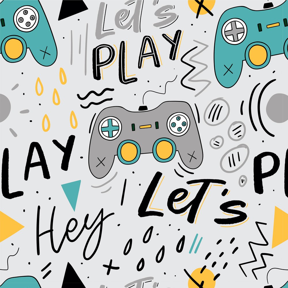 Papel de Parede Adesivo Para Quarto Gamer Controles Bora Jogar Decoração Quarto Menino em Oferta na Shopee