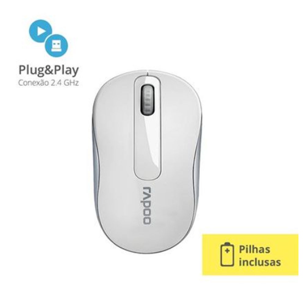 Mouse Rapoo M10 2.4 Ghz White com Pilha Ra008