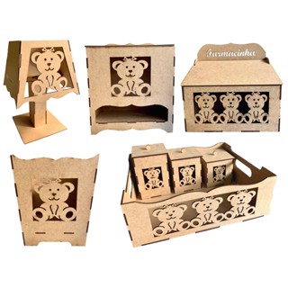 Kit Higiene Bebê 8 Peças Ursinha MDF CRU em Oferta na Shopee