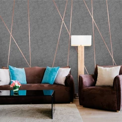Papel de Parede Personalizado Cimento com Rose Gold Decoração Quarto Inove