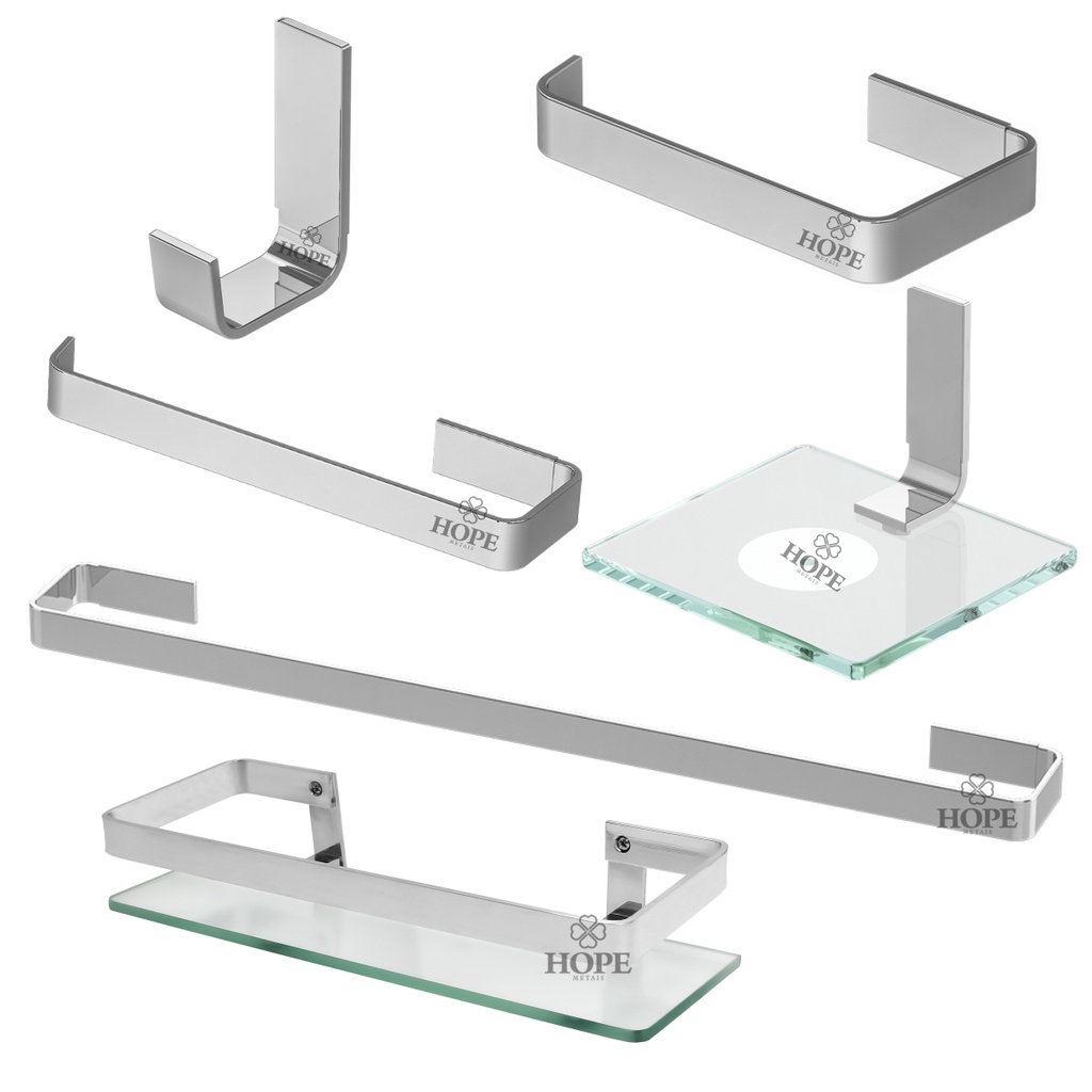 Kit Acessorios Para Banheiro 6 Peças Cromado Completo