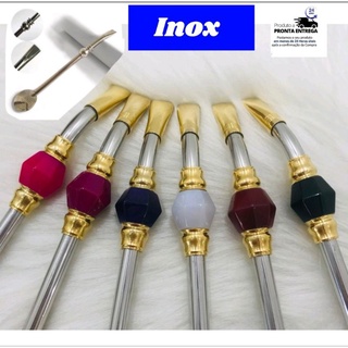 Bomba de Chimarrão Inox Pedra Pingente Tereré Excelente Qualidade Promoção