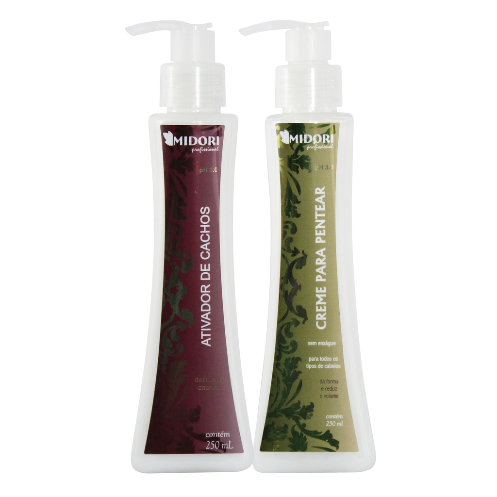 Kit Ativador de Cachos 250ml + Creme para Pentear 250ml Midori