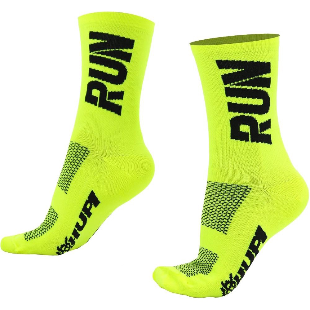 Meia HUPI Run Amarelo Neon/Preto em Oferta na Shopee
