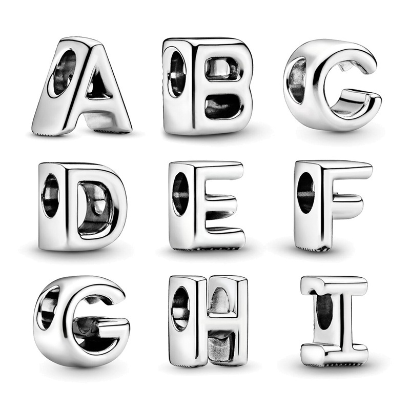 Pand * ora Acessórios Fit Charms E Jóias Prata Alfabeto Inicial Letra A-Z Beads Charm Jewelry for Making DIY gifts ladies/girls p818