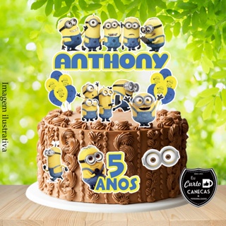 Topo De Bolo Minions (LEIA A DESCRIÇÃO) em Oferta na Shopee
