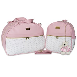Kit Bolsas Maternidade Mala Do Bebe Chevron Com Branco Mochila Super Oferta Shopee Brasil