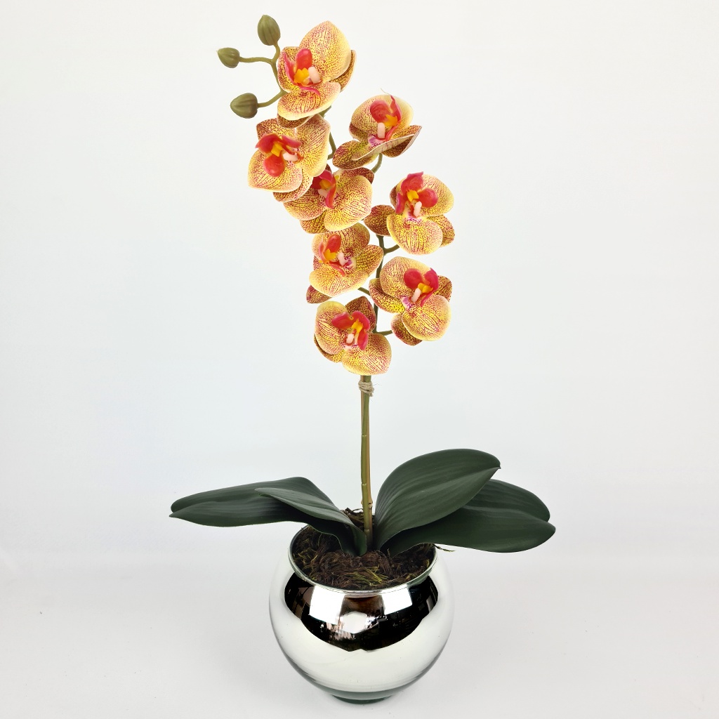 Orquídea Artificial 3D Silicone Vaso Espelhado Arranjo | Shopee Brasil