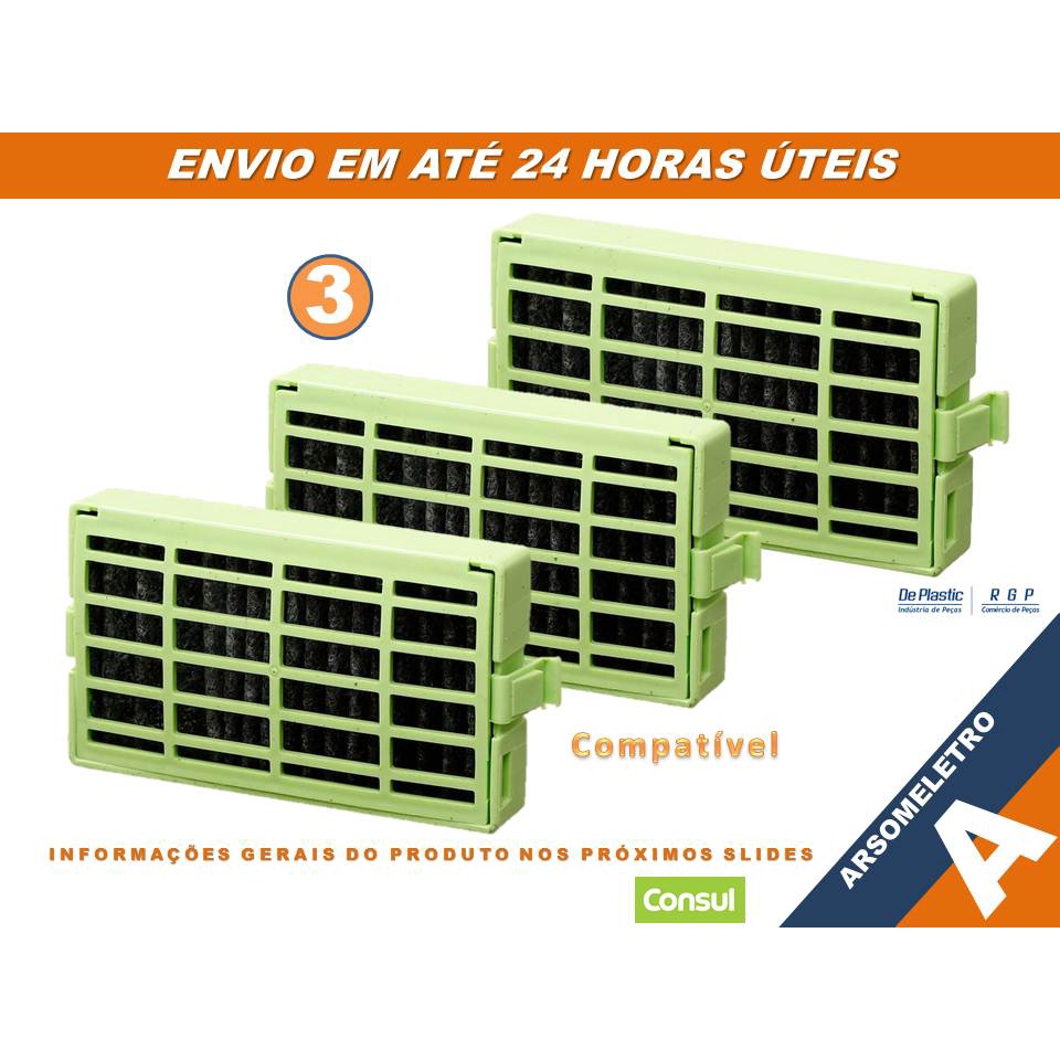 Filtro Bem Estar Consul para Geladeira - Desodorizador e AntiBactéria - W10515645- Kit com 3 unids