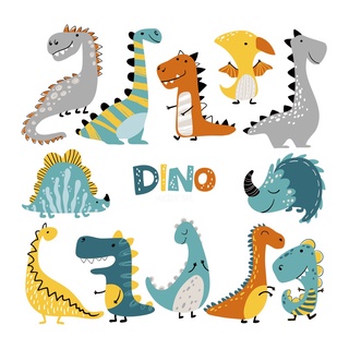 Conjunto De Dino Pequeno De Animal De Transferência De Calor De Ferro Em Adesivos Para Crianças