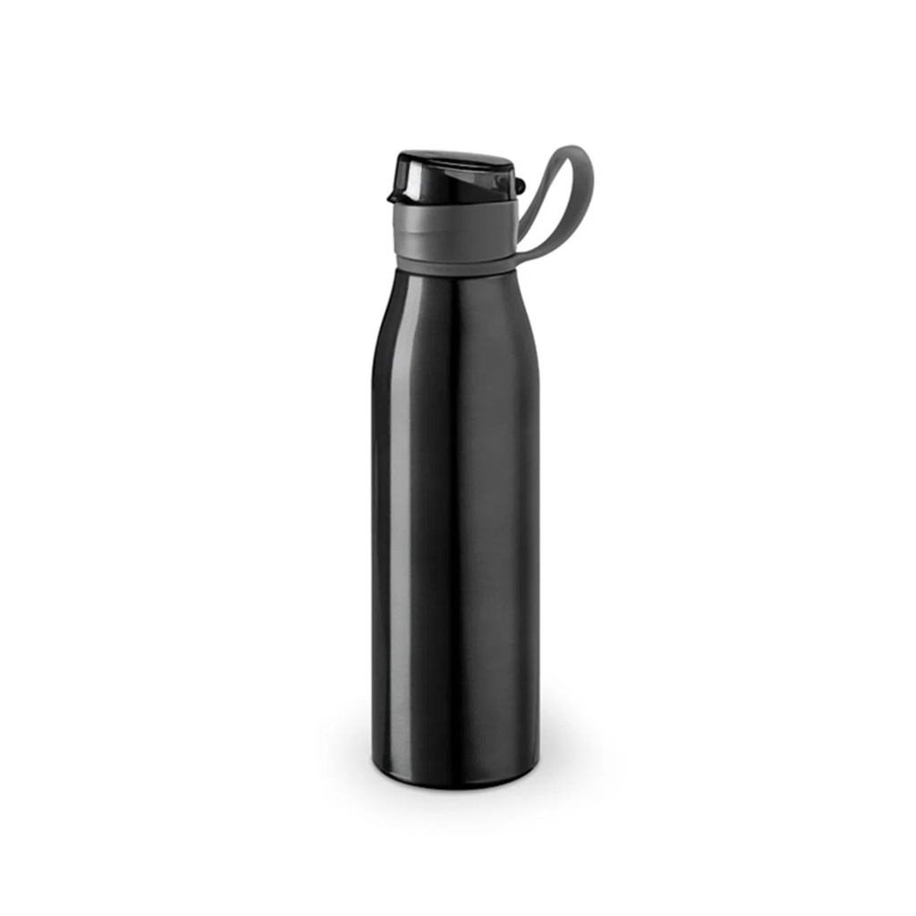 Squeeze de Alumínio Preto garrafa de água com Tampa e Alça  650ml