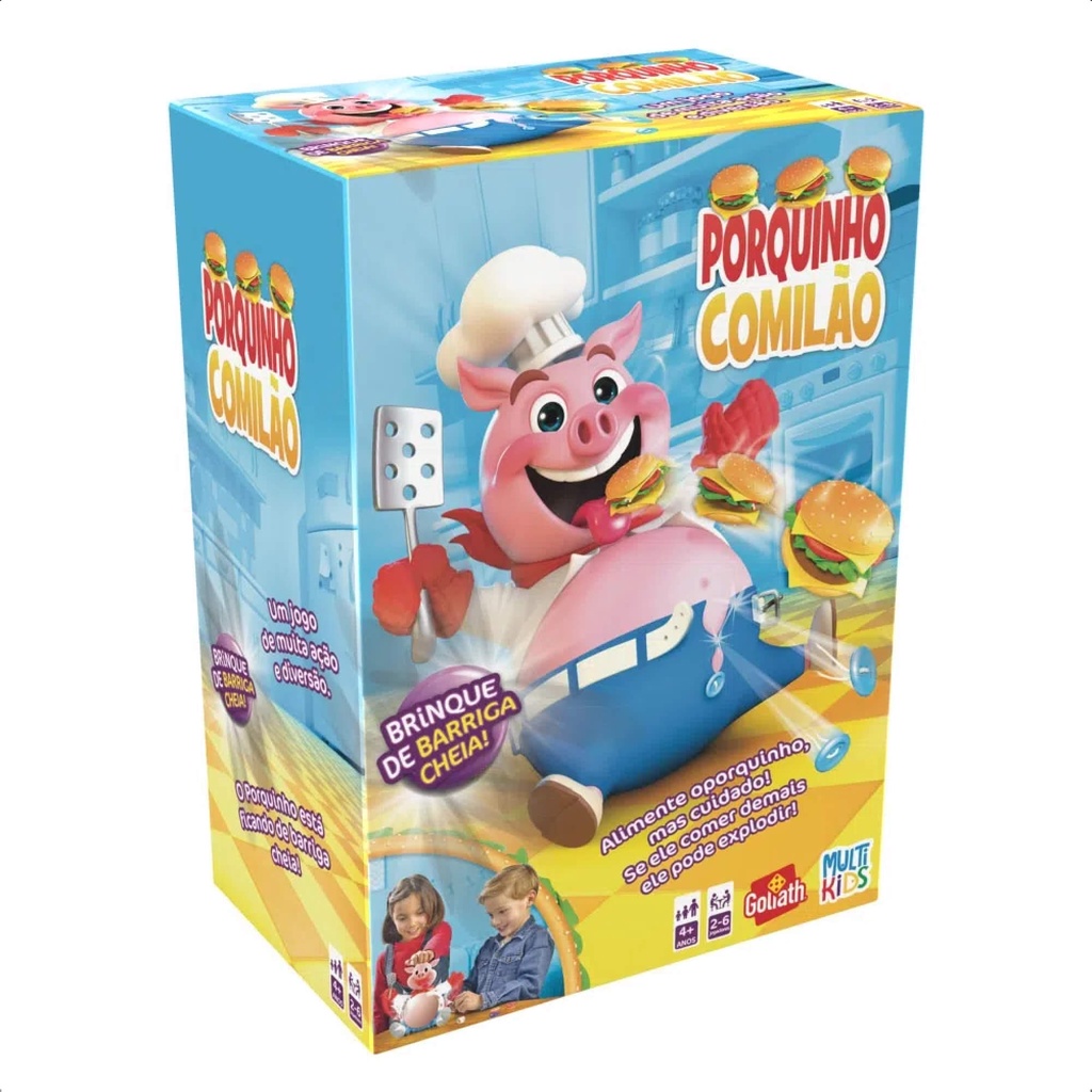Jogo Porquinho Comilão Explode Barriga Hambúrgueres Coloridos Acima De 4 Anos Multikids - BR1794