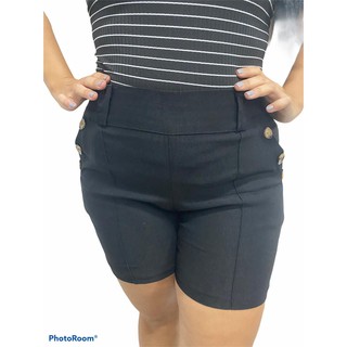 Shorts Feminino Plus Size Lindo De Bengaline Cintura Alta Novidades