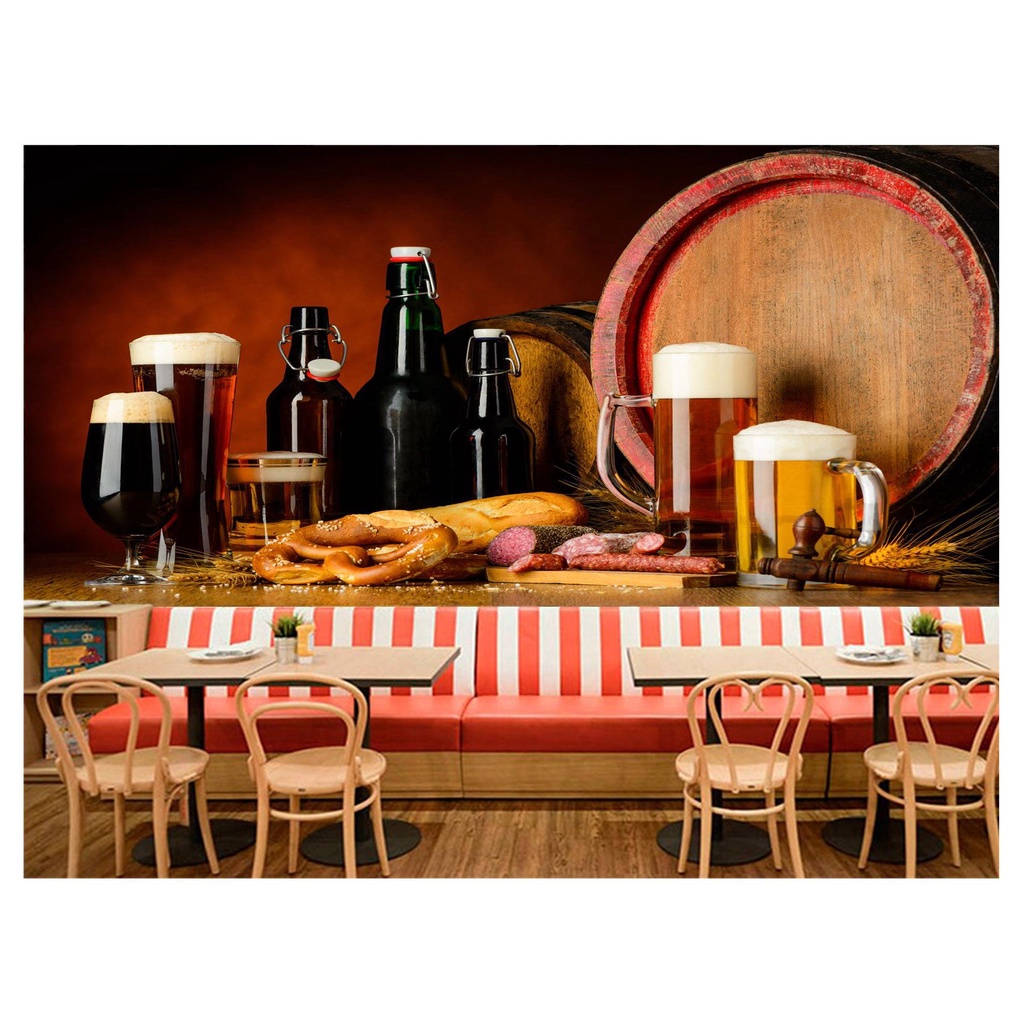 papel de parede Cerveja bebida barril cevada 3D 7,5m² AL85