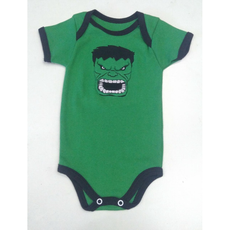 Body Bodie Macacão Infantil Bebê Hulk Vingadores Rosto Bordado MAJ045