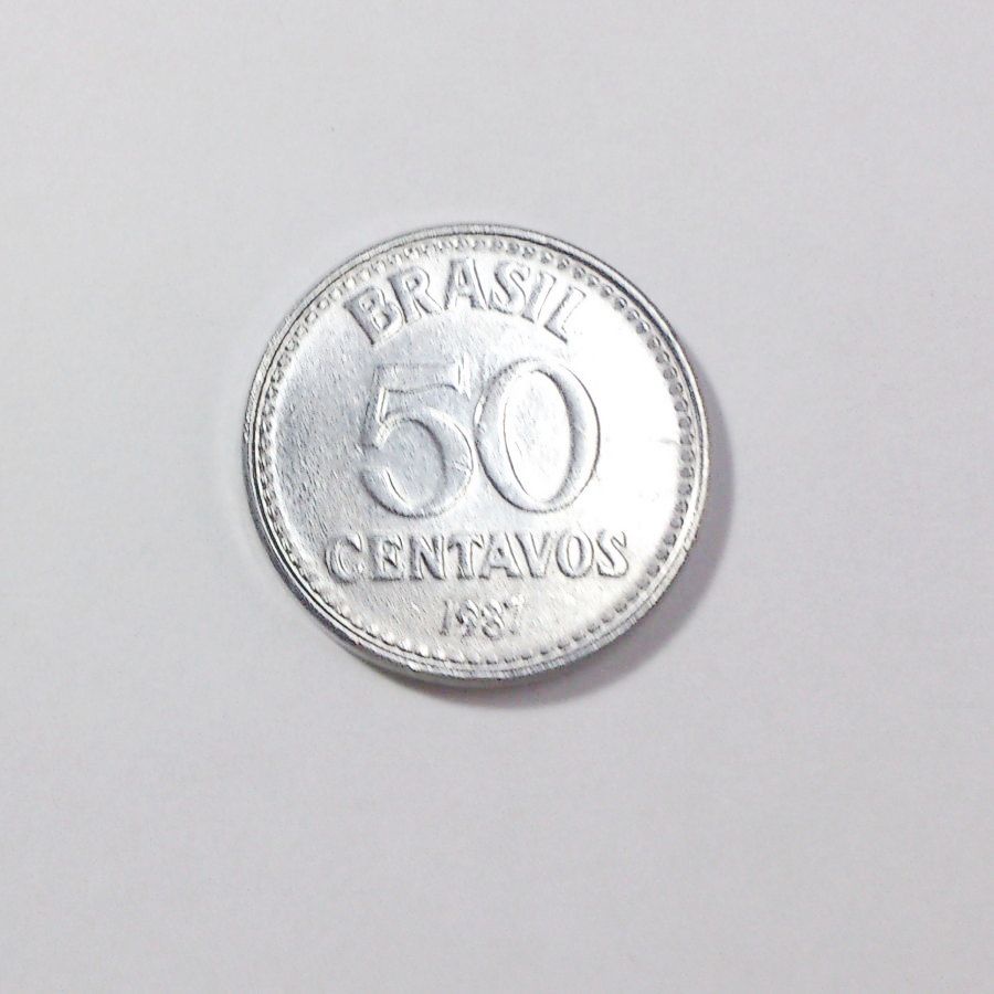MOEDA 50 CENTAVOS DE CRUZADO - BRASIL – Ano 1987 Aço inoxidável Borda lisa . Soberba