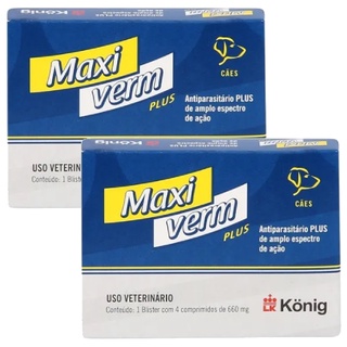 2 Maxiverm Plus C/ 4 Comprimidos 660mg Mata Verme Cães König em Oferta na Shopee