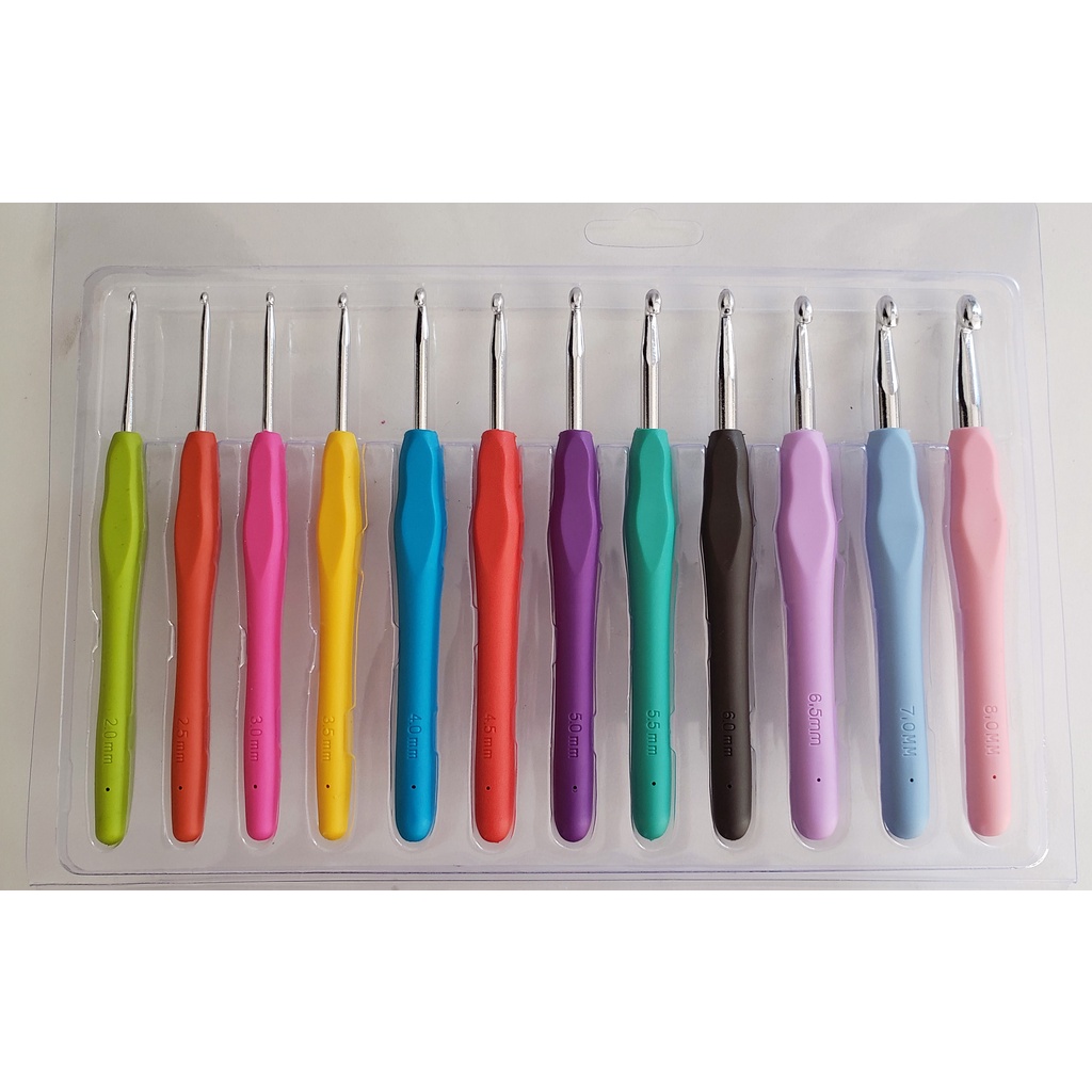 Kit Agulhas Crochê Soft Cabo Emborrachado 12 Unidades 2-8 M em Oferta na Shopee