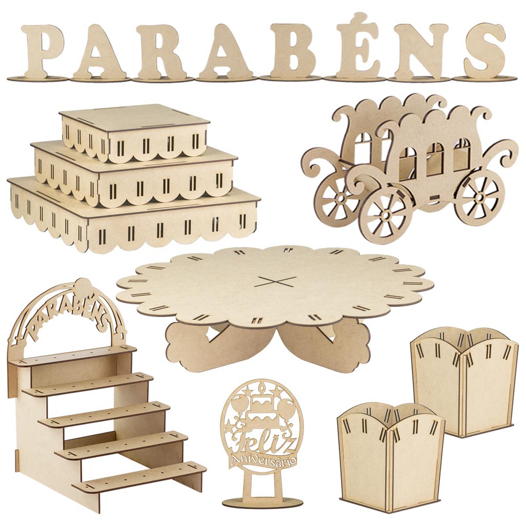 Kit Provençal Mdf Rustico, Festa Decoração passa fita