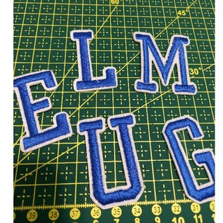 Adesivo de Roupa Aplique Patch Bordado Termocolante Letras Azul