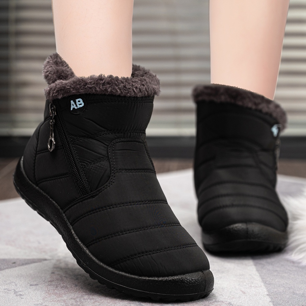Botas Femininas À Prova D'água Neve Pelúcia Inverno Quente De Tornozelo Moda Feminina Sapa...