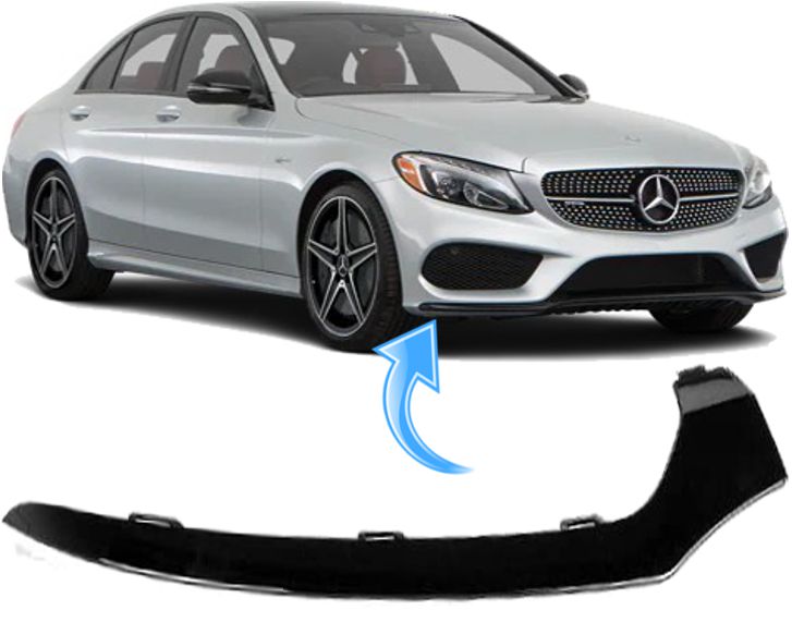 Friso Parachoque Dianteiro Mercedes C200 C250 C300 De 2015 À 2018 Preto - Direito
