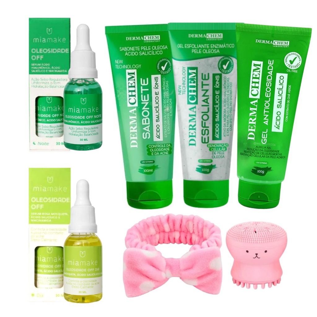 Kit Skin Care Limpeza Pele Oleosa Completo c/ 2 Séruns + Faixa e