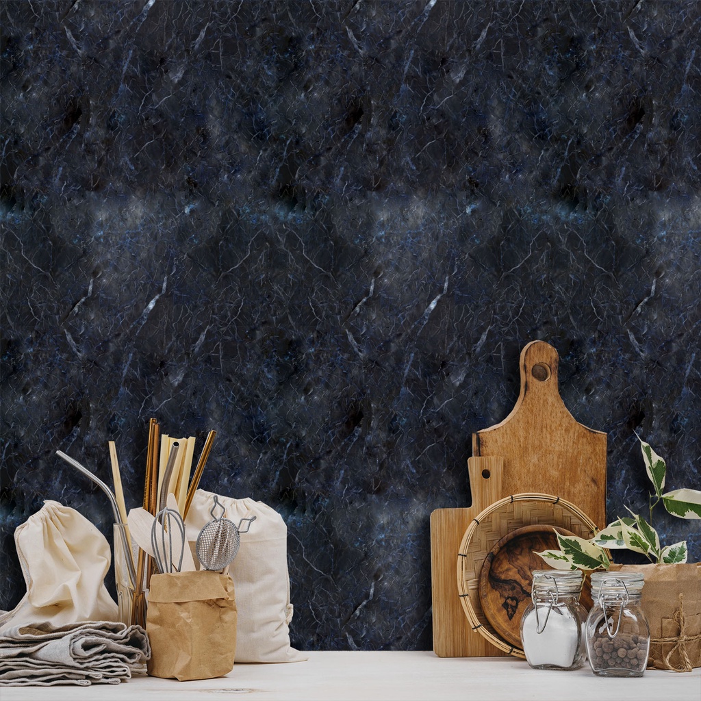 Papel De Parede imitando Mármore Azul Escuro  Tipo Textura `Para  Sala E Quarto Vinil Decoração.