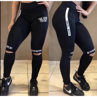 Calça com abertura no joelho supelx academia