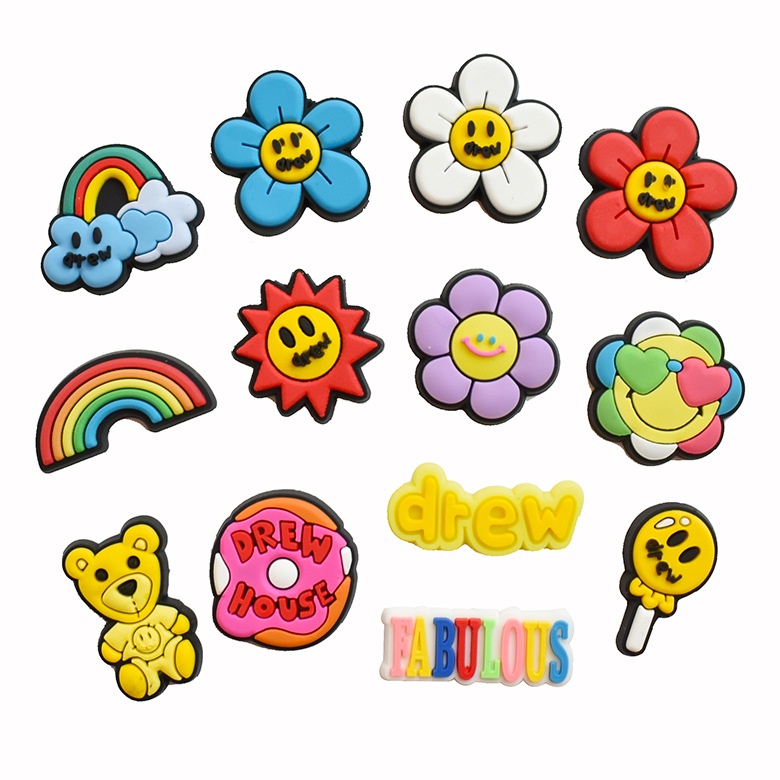 Encantos De Sapato Para Alfinetes De Decoração De Tamanco Botão De Flores Coloridas em Oferta na Shopee