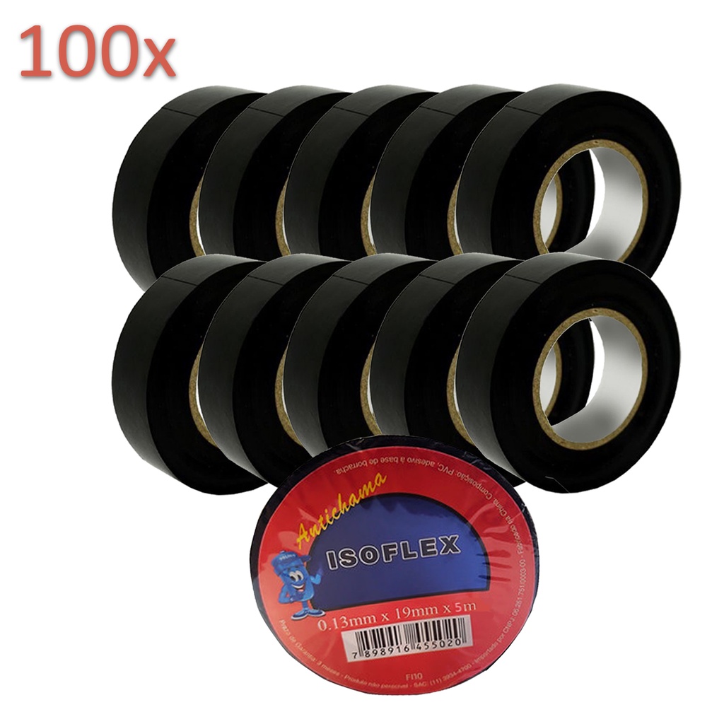 Kit 100 Unidades Fita Isolante Antichama Isoflex 19mm - 5 Metros IATF 16949 em Oferta na Shopee